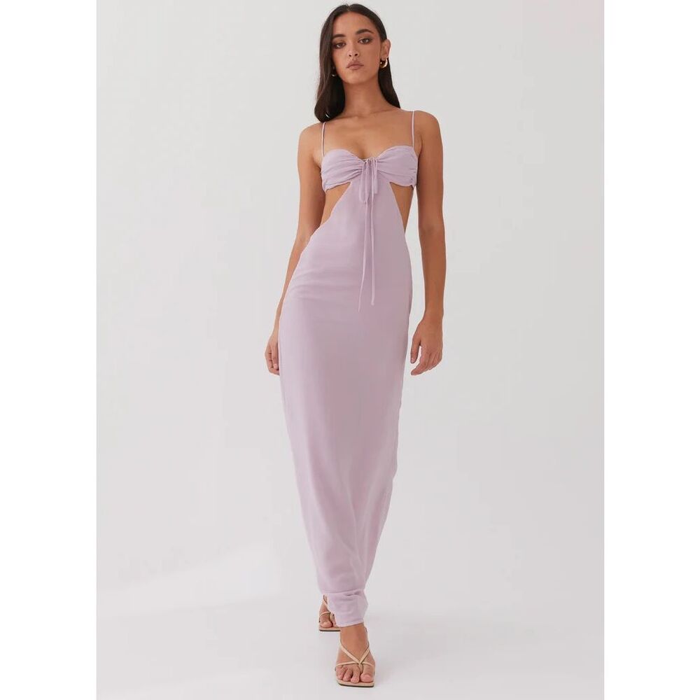 Peppermayo Tyra Ruched Maxi Dress Lavender Size 4 - Picture 1 of 10